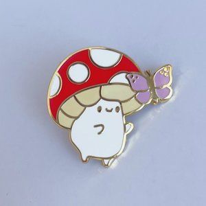 *50% OFF! Mushroom friend enamel pin butterfly friends gold red butterflies